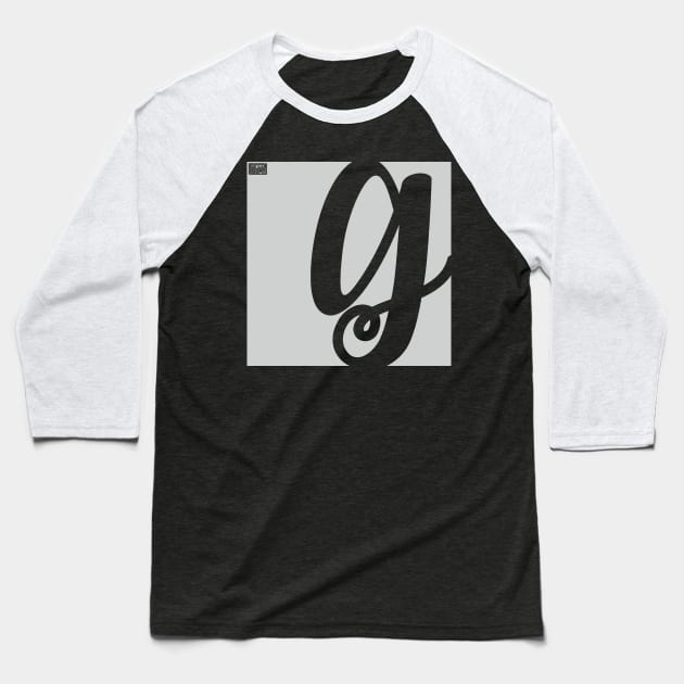 Letter G Elegant Cursive Calligraphy Initial Monogram Baseball T-Shirt by porcodiseno